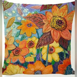 Spring Boho Cottagecore Farmhouse Floral Bright Slip-On Pillow Cover New